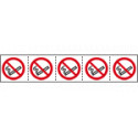 Foglio n. 5 etichette adesive 60x60 Divieto fumo EN ISO 7010