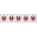 Foglio n. 5 etichette divieto vietato calpestere o sostare EN ISO 7010