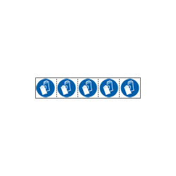 Foglio n. 5 etichette adesive 60x60 Obbligo uso guanti. . . . EN ISO 7010