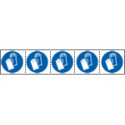 Foglio n. 5 etichette adesive 60x60 Obbligo uso guanti. . . . EN ISO 7010