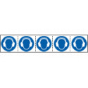 Foglio n. 5 etichette adesive 60x60 Obbligo proteggere udito EN ISO7010