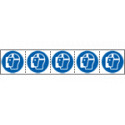 Foglio n. 5 etichette adesive 60x60 Obbligo schermo prot. . . EN ISO 7010