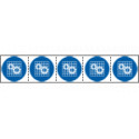 Foglio n. 5 etichette adesive 60x60 Obbligo controll protez EN ISO 7010
