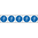 Foglio n. 5 etichette adesive 60x60 Obbligo imbracatura EN ISO 7010