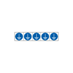 Foglio n. 5 etichette adesive 60x60 Obbligo messa a terra EN ISO 7010