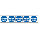 Foglio n. 5 etichette adesive 60x60 Obbligo cintura sic. . . EN ISO 7010