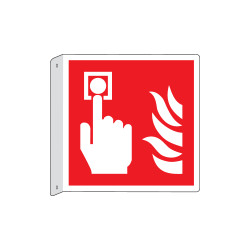 Cartello bifacciale flessibile solo simb. Allarme antincend. EN ISO 7010