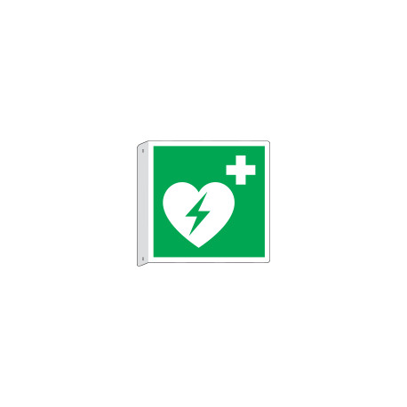 Cartello bifacciale flessibile solo simbolo Defibrillatore EN ISO 7010