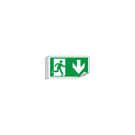 Cartello bifacciale flessibile uscita indietro EN ISO 7010