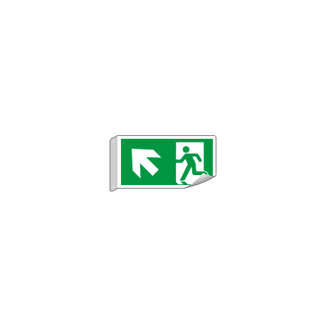 Cartello bifacciale flessibile uscita alto sinistra EN ISO 7010