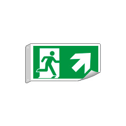 Cartello bifacciale flessibile uscita alto destra EN ISO 7010
