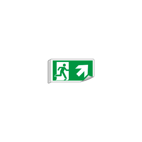 Cartello bifacciale flessibile uscita alto destra EN ISO 7010