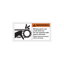 Etichetta segnaletica bordo macchina warning moving parts