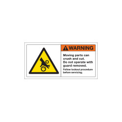 Etichetta segnaletica bordo macchina WARNING MOVING PARTS