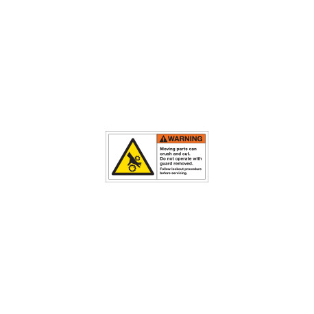 Etichetta segnaletica bordo macchina WARNING MOVING PARTS