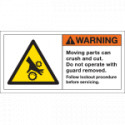 Etichetta segnaletica bordo macchina WARNING MOVING PARTS
