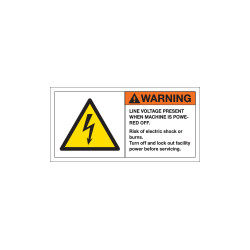 Etichetta segnaletica bordo macchina warning line VOLTAGE