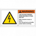 Etichetta segnaletica bordo macchina warning line VOLTAGE