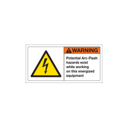Etichetta segnaletica bordo macchina warning potential Arc-Flas