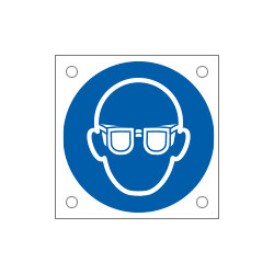 Cartello bordo macchina obbligo uso occhiali protettivi EN ISO 7010