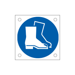 Cartello bordo macchina obbligo uso calzature sicurezza EN ISO 7010