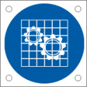Cartello obbligo controllare le protezioni EN ISO 7010