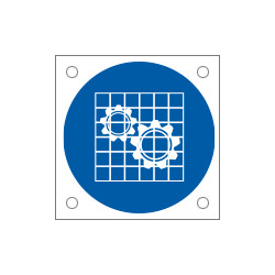 Cartello obbligo controllare le protezioni EN ISO 7010