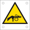 Cartello pericolo schiacciamento mano da rulli
