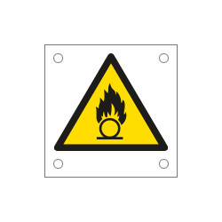Cartello alluminio pericolo di sostanze comburenti EN ISO 7010