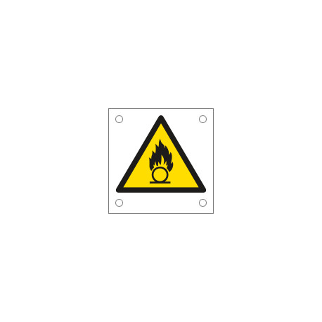 Cartello alluminio pericolo di sostanze comburenti EN ISO 7010