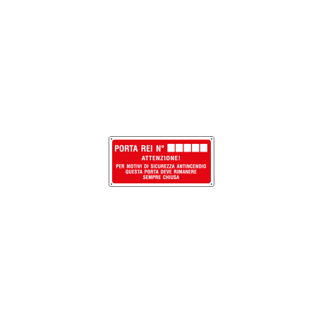 Etichetta adesiva antincendio porta rei n. attenzione