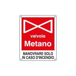 Cartello valvola metano manovrare solo in caso