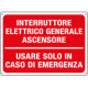 Cartello INTERRUTTORE GENERALE ASCENS. USARE SOLO