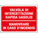 Cartello informazione VALVOLA INTERC RAP. GASOLIO