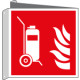 Cartello bifacciale estintore carrellato EN ISO 7010 F009