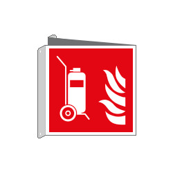 Cartello bifacciale estintore carrellato EN ISO 7010 F009