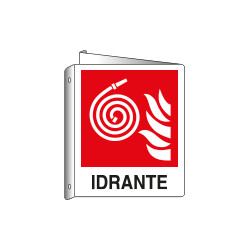 Cartello bifacciale simbolo idrante F019