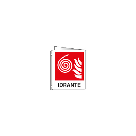 Cartello bifacciale simbolo idrante F019