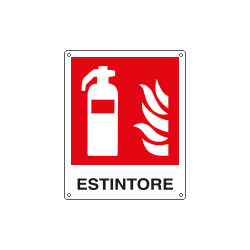 Cartello antincendio estintore simbolo+testo EN ISO 7010