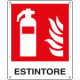 Cartello antincendio estintore simbolo+testo EN ISO 7010