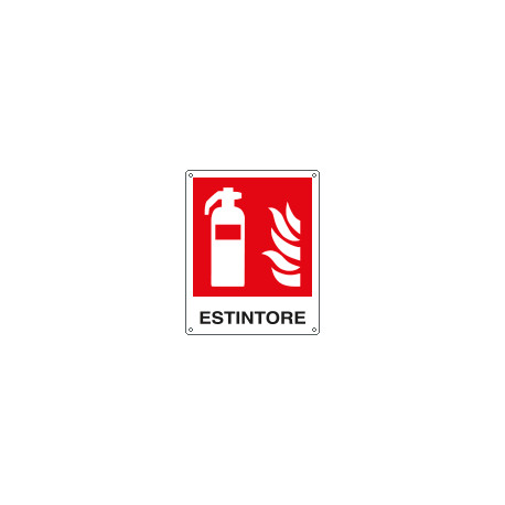 Cartello antincendio estintore simbolo+testo EN ISO 7010