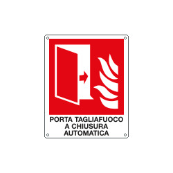 Cartello sicurezza porta tagliafuoco a norma EN ISO 7010 simbolo+testo