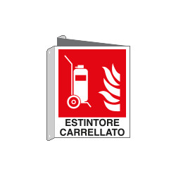 Cartello bifacciale estintore carrellato EN ISO 7010