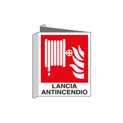 Cartello bifacciale lancia antincendio EN ISO 7010