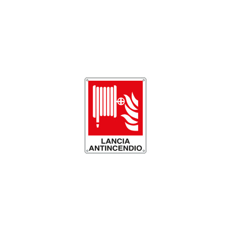 Cartello antincendio lancia antincendio simbolo+testo EN ISO 7010