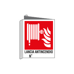 Cartello bifacciale lancia antincio N. EN ISO 7010