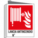 Cartello bifacciale lancia antincio N. EN ISO 7010