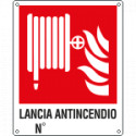 Cartello antincendio lancia antincendio n. simbolo+testo EN ISO 7010