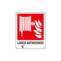 Cartello antincendio lancia antincendio n. simbolo+testo EN ISO 7010