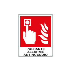 Cartello antincendio pulsante allarme antinc. simbolo+testo EN ISO 7010